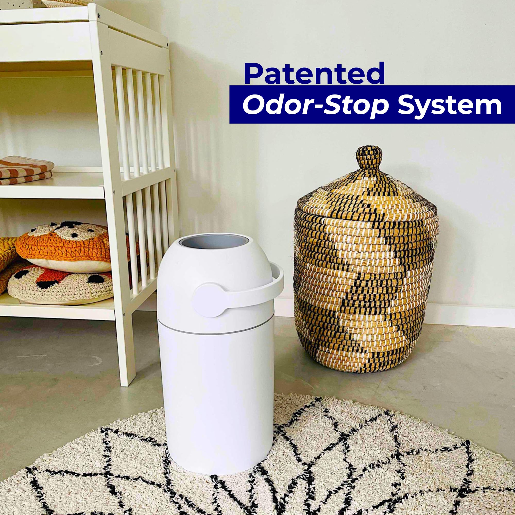 Magic Baby Diaper Pail with OdorLock Technology - Hands-Free Disposal System, Works with Any Trash Bags, Includes 4 Refill Rolls (Clay) - Perfect for Nursery, Baby Room & Diaper Changing Stations