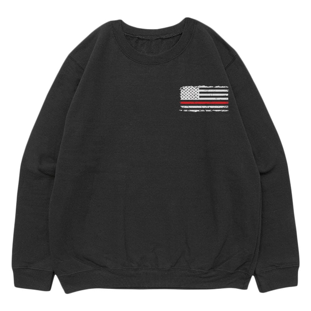 Vintage American Flag Red Line Crewneck Sweatshirt - Patriotic Pullover Hoodie for Men & Women - Perfect for 4th of July, Memorial Day & Veterans Day Celebrations