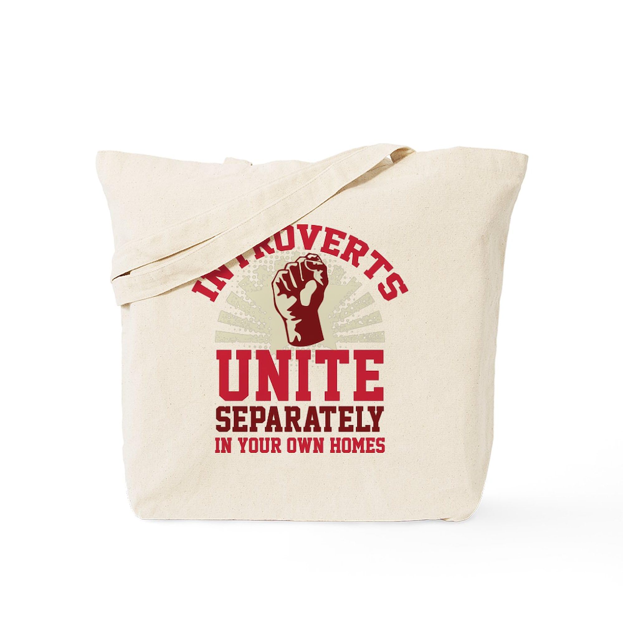 Introverts Unite Tote Bag - Natural Canvas Reusable Shopping Bag for Groceries, Books & Everyday Use | Funny Gift for Quiet People