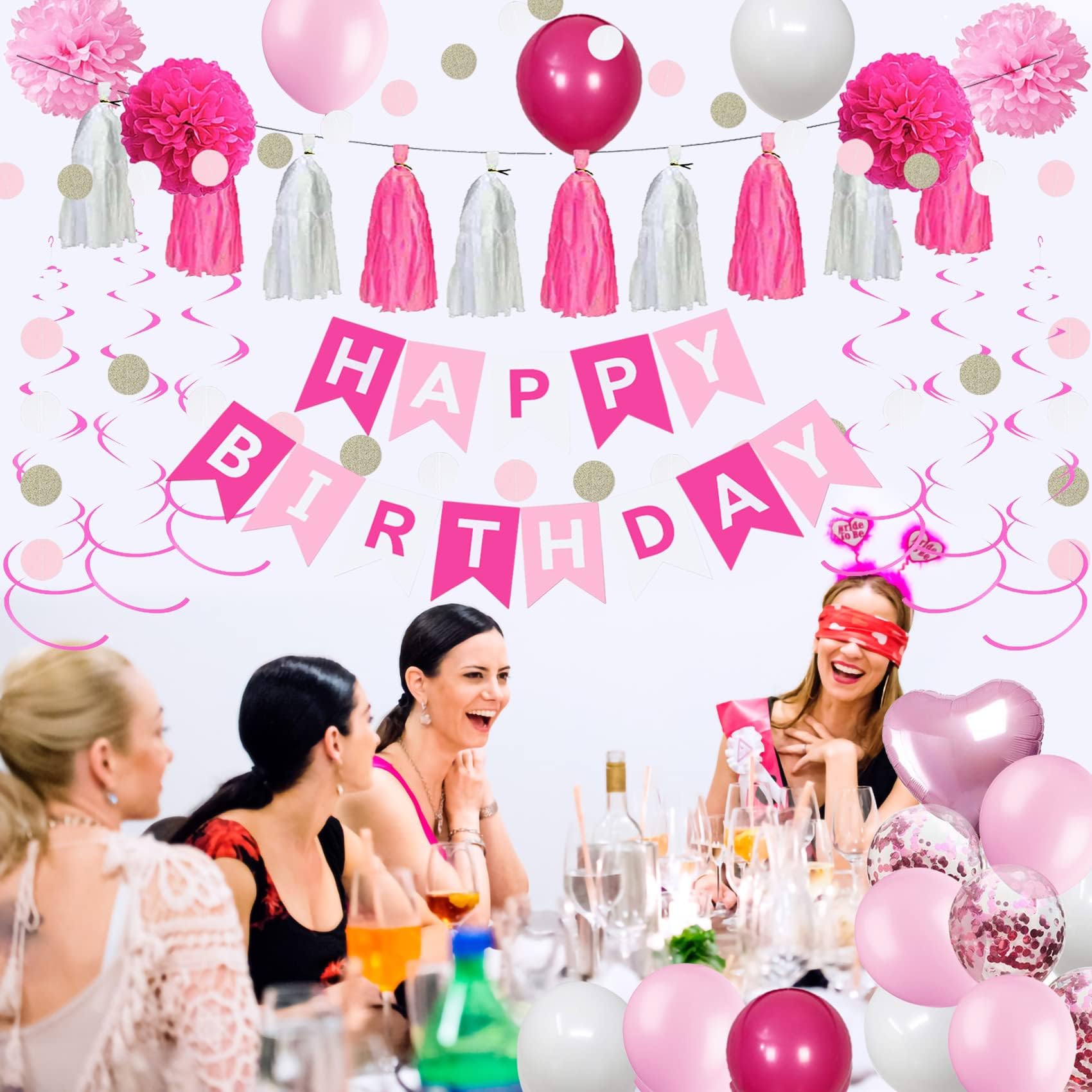10th Birthday Party Decorations for Girls - Pink & White Balloons, Banner & Supplies | Sweet 10 Year Old Daughter Celebration Decor | Perfect for Kids Birthday Parties, Milestone Decorations & Photo Backdrops