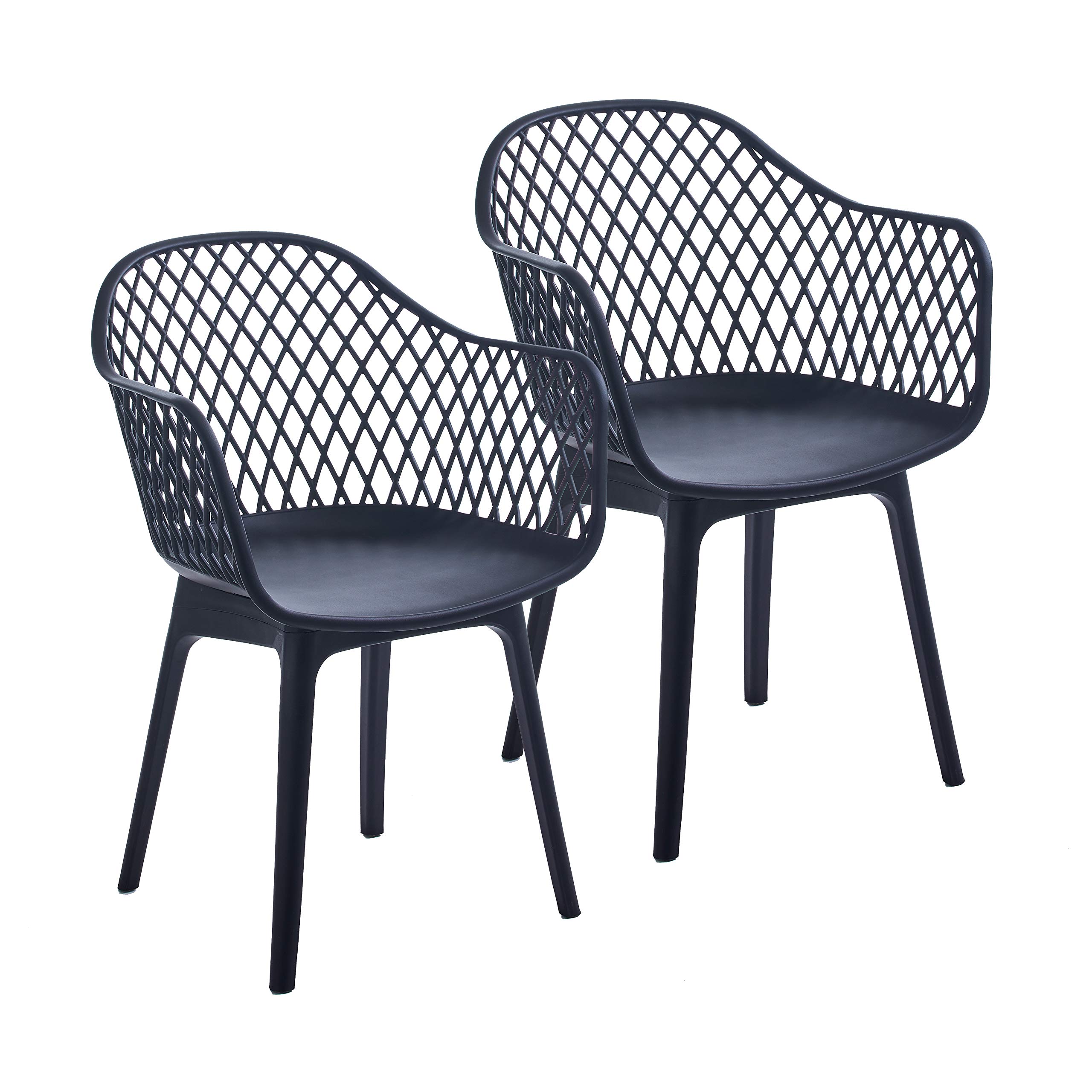 Porthos Home Miro Dining Chairs Set of 2 - Waterproof & Stain Resistant Plastic Chairs with Mid-Height Back, Geometric Pattern & Sturdy Legs - Modern Kitchen & Dining Room Furniture for Home, Restaurant & Cafe Use