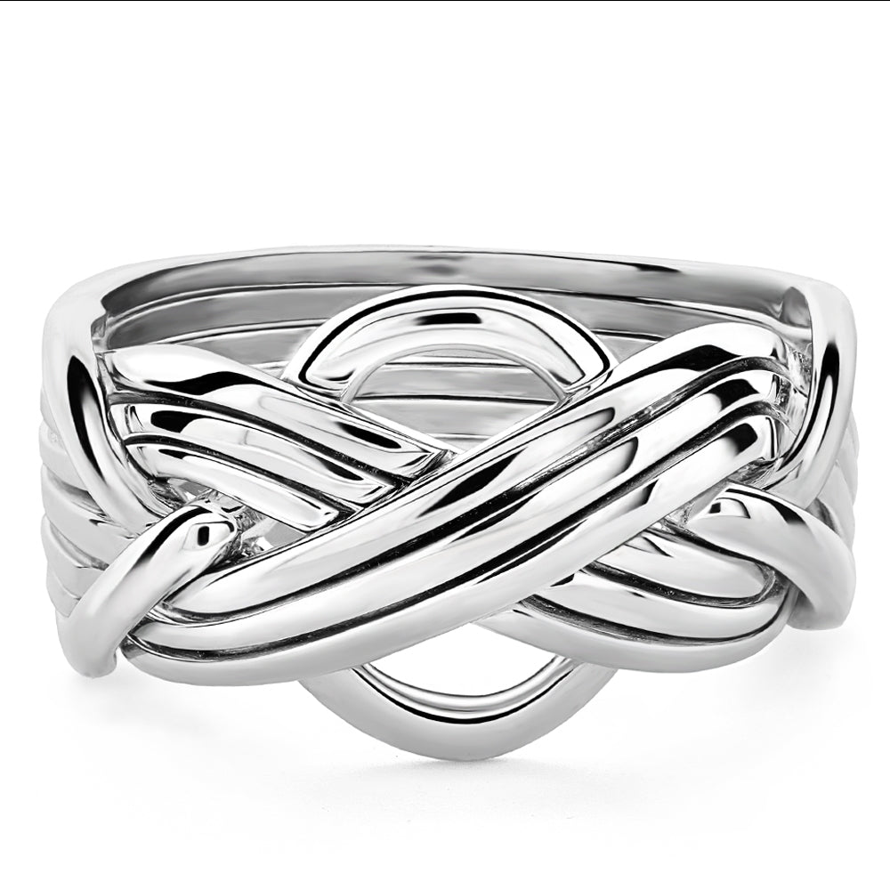 Retired Men's 8 Band Sterling Silver Puzzle Ring 86MS - Unique Vintage Jewelry Gift for Him, Perfect for Anniversaries & Special Occasions
