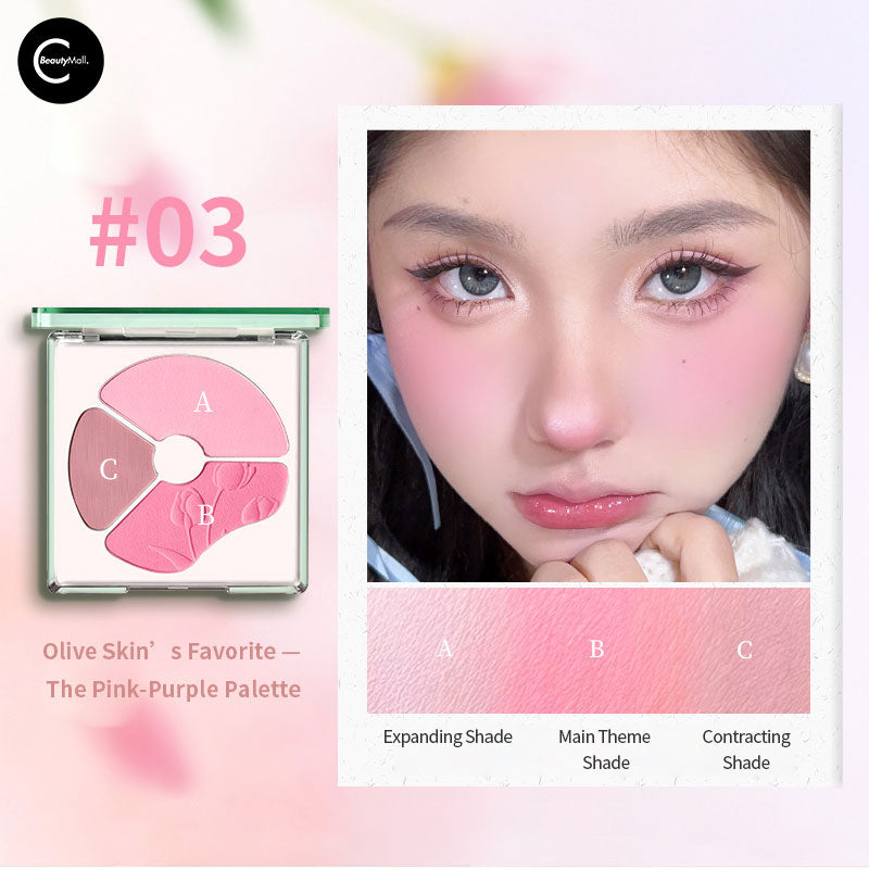 CCSHEER Grapefruit Blush Trio Palette - Natural Flush Cheek Makeup Set for Fair to Medium Skin Tones | Perfect for Everyday Wear, Date Night & Professional Makeup Looks