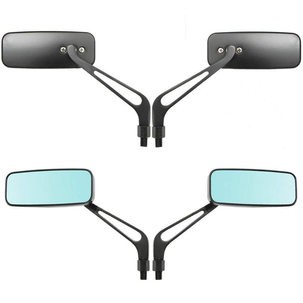 Universal 8mm 10mm Motorcycle Wing Side Mirror - Black Rectangle Rearview Mirror for Enhanced Safety & Style - Perfect for Cruisers, Choppers & Street Bikes