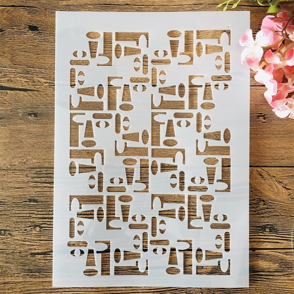 Reusable A4 29cm Irregular Symbol Texture Stencils for Painting - DIY Crafts, Home Decor, Wall Art & Scrapbooking Projects
