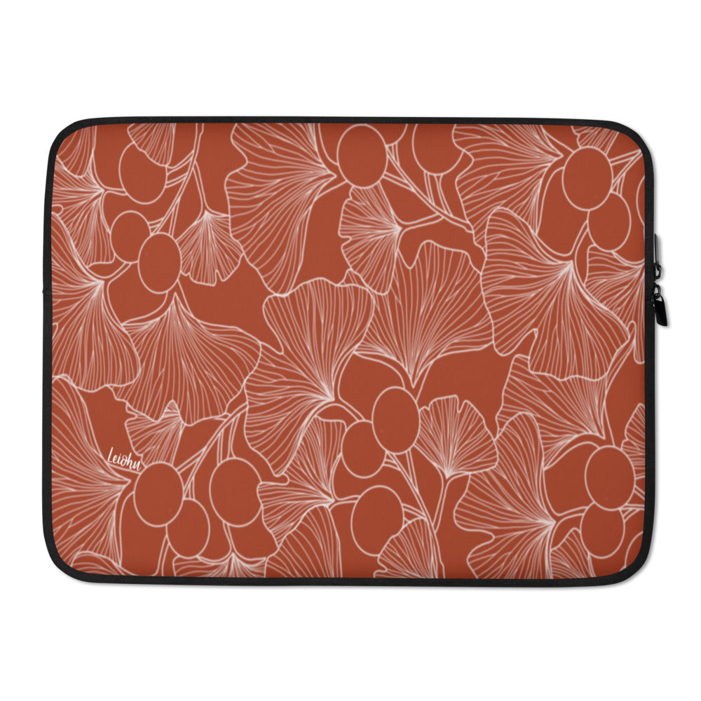 Premium Gingko Rust Laptop Sleeve - 13-15 Inch Protective Case for MacBook, Dell, HP - Perfect for Work, Travel & School