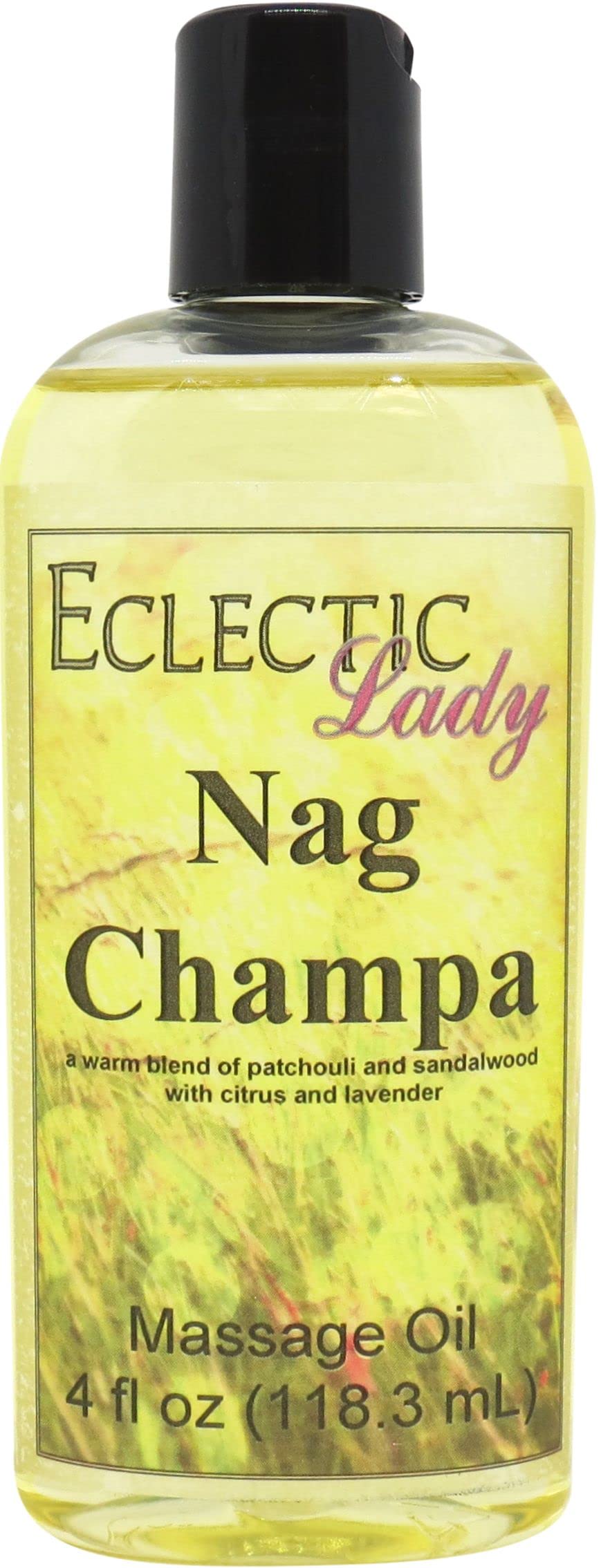 Nag Champa Massage Oil 4oz - 100% Natural with Sweet Almond & Jojoba Oil | Preservative-Free Aromatherapy Oil for Relaxation, Stress Relief & Couples Massage | Perfect for Spa, Yoga & Meditation