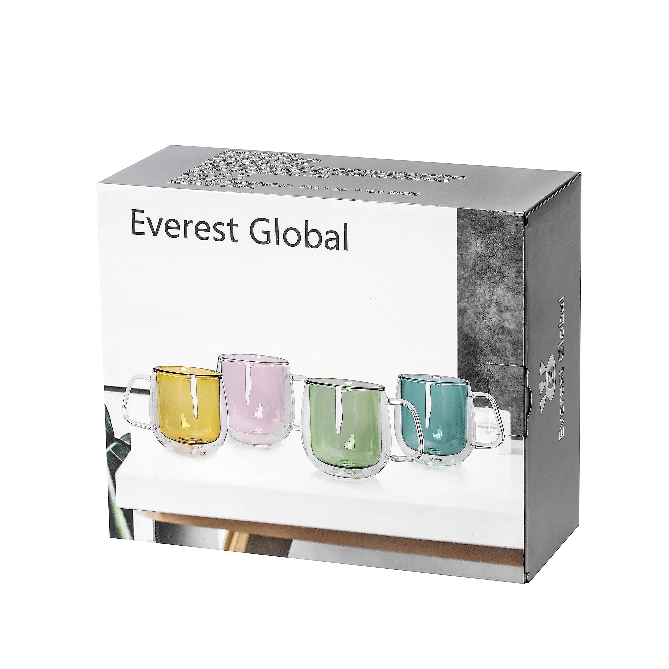 Premium Double Walled Glass Coffee Mugs Set of 4 - 11.6 oz Insulated Cups with Handle for Hot & Cold Drinks - Perfect for Latte, Espresso, Cappuccino, Milk, Americano and Iced Tea - Ideal for Home, Office, Cafe or Gift Giving