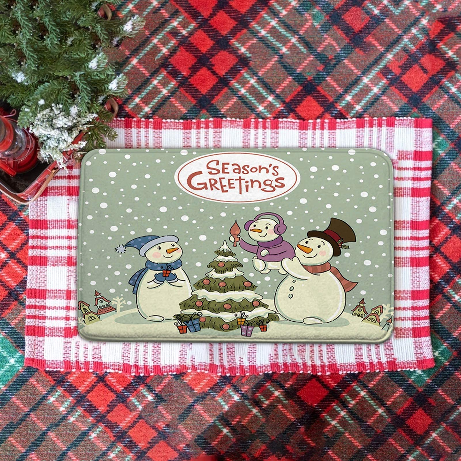 Christmas Cartoon Home Door Mat - Absorbent & Non-Slip Floor Mat for Living Room, Kitchen, Entryway - Holiday Decor & Cozy Home Essentials