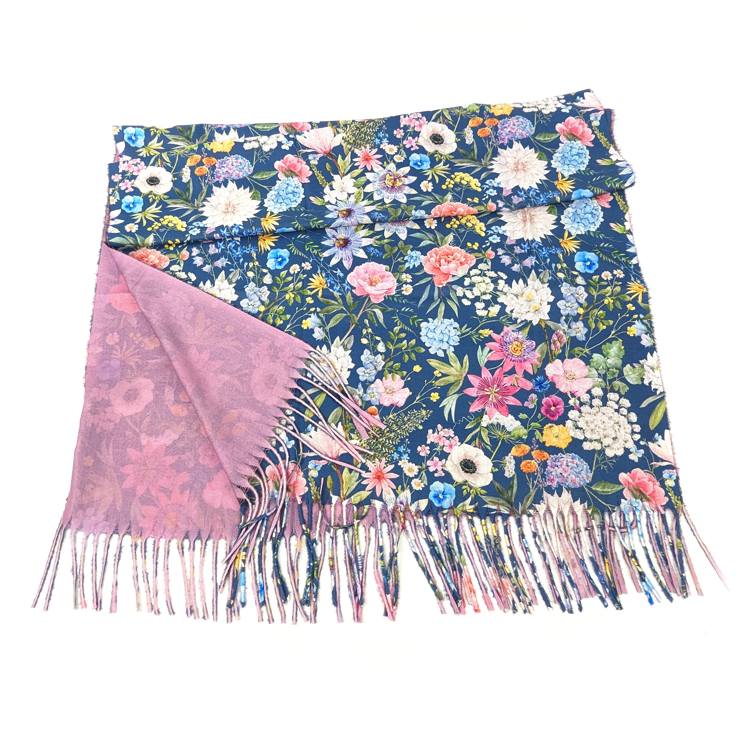 Navy Blue Pashmina Style Scarf for Women - Soft Lightweight Wrap Shawl (70x180cm) - Perfect for Spring Outfits, Office Wear & Evening Events