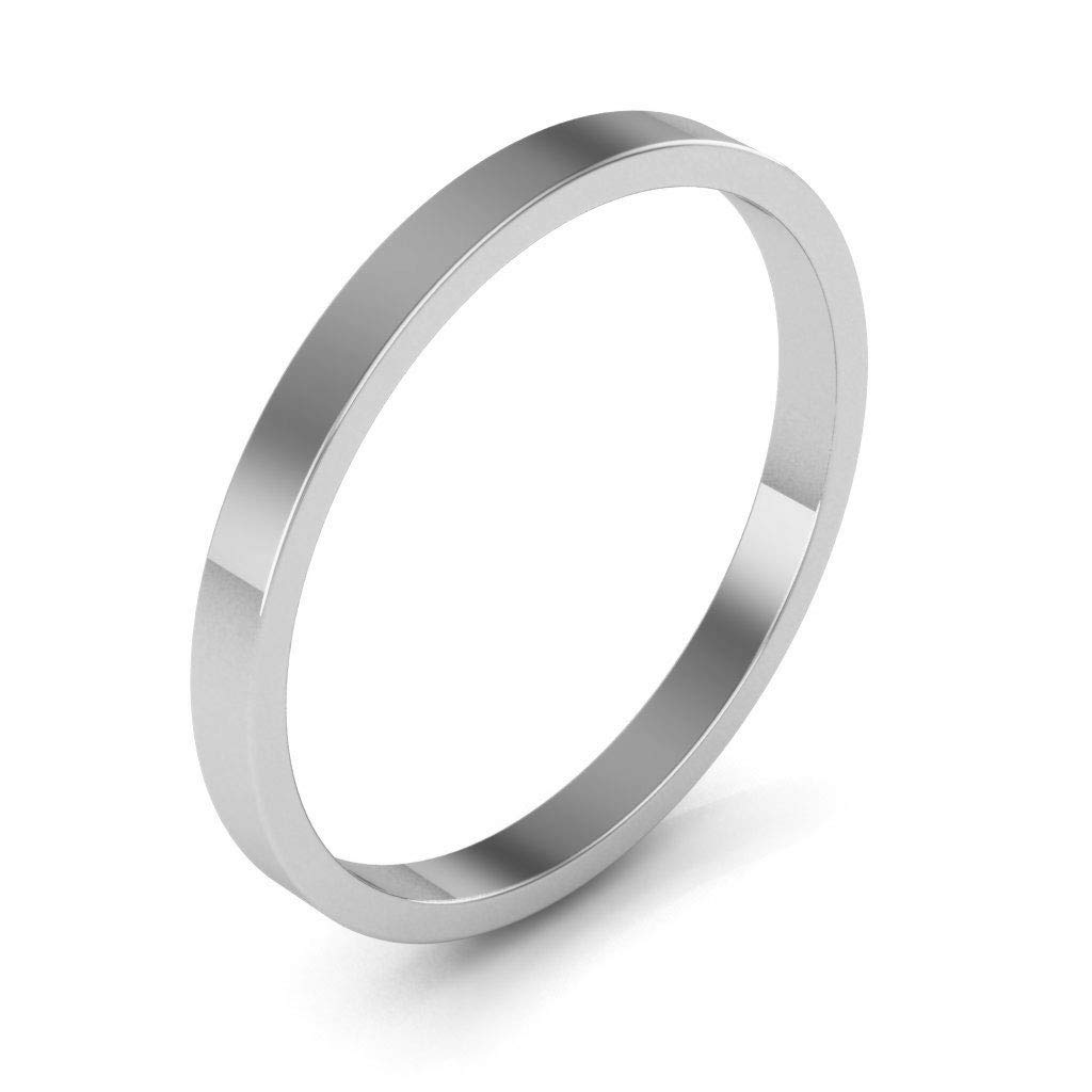 14K White Gold Plain Wedding Bands for Men & Women - 2mm Flat Comfort Fit Ring Set for Engagement, Anniversary & Couple Jewelry Gifts