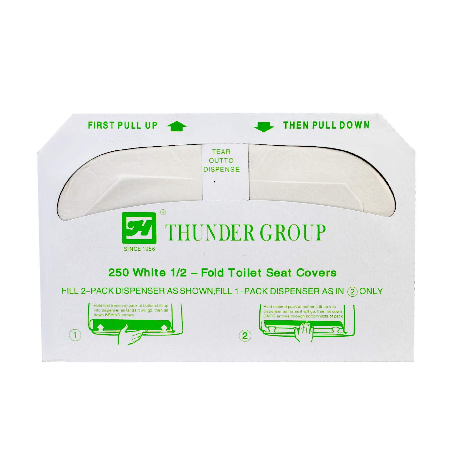 Thunder Group Half Fold Disposable Toilet Seat Covers - 250 Sheets per Pack, 20 Packs per Case (5000 Total) - Bulk Sanitary Toilet Paper for Public Restrooms, Travel & Home Use