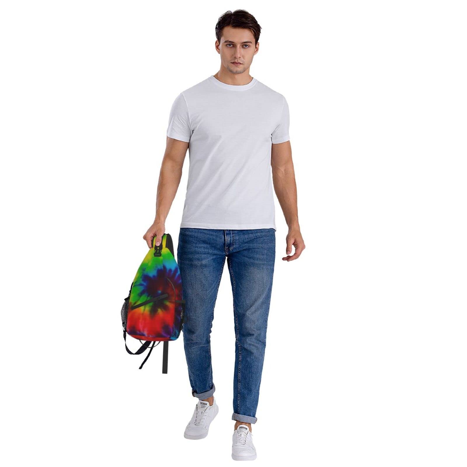 AMRANDOM Small Anti-Theft Crossbody Sling Backpack - Lightweight Chest Shoulder Bag for Travel, Hiking & Daily Use (Tie Dye)