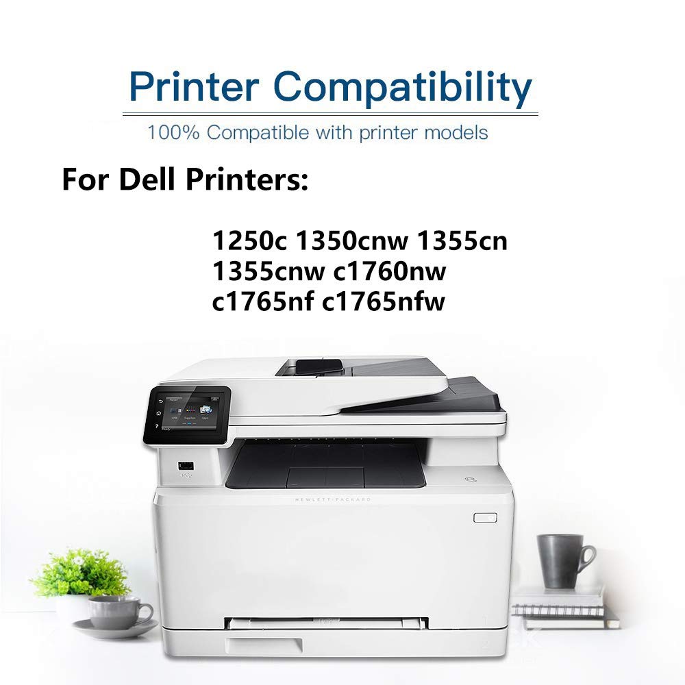 4-Pack Dell 1250c Toner Cartridges (BK+C+Y+M) - High Yield for Home/Office Printing