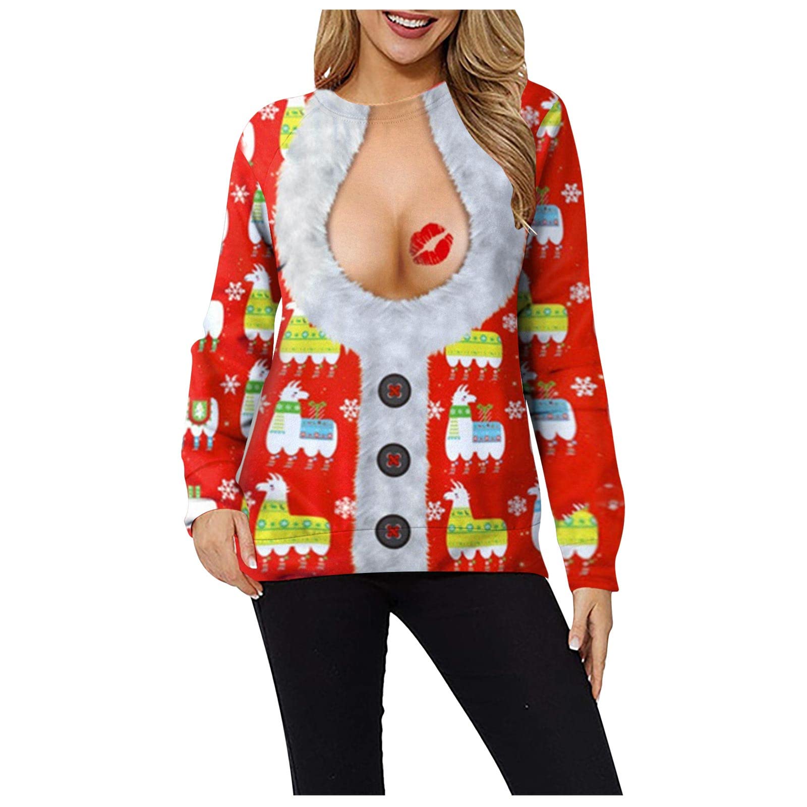 Smooto Women's Christmas Long Sleeve Sweater - Casual Xmas Pullover Hoodie & Jughead Sweatshirt (White, Medium) | Perfect for Holiday Parties, Family Gatherings & Cozy Winter Outfits