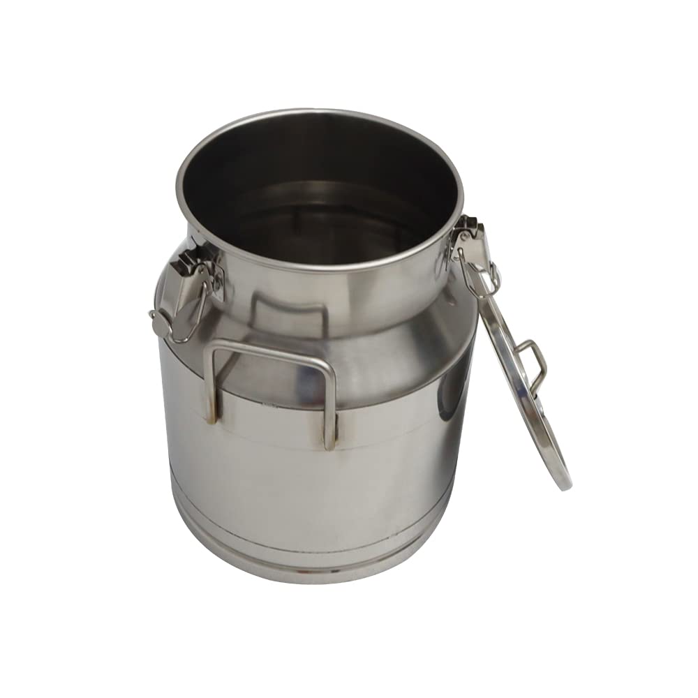 Premium 304 Stainless Steel Milk Can with Silicone Sealed Lid - 5.3 Gallon (20L) - Ideal for Storing Milk, Honey, Juice & Cooking Oil - Perfect for Home, Restaurant & Commercial Kitchen Use