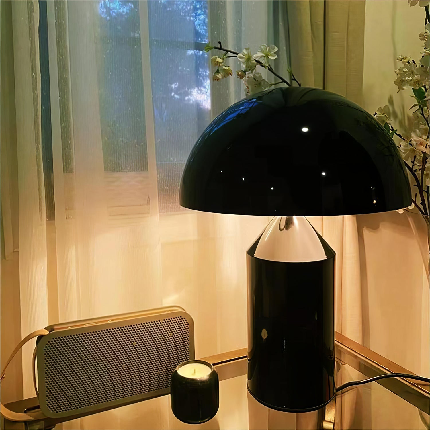 Atollo Modern Metal Table Lamp - Minimalist Design for Living Room, Bedroom, or Office Decor - Adjustable Brightness LED Lighting