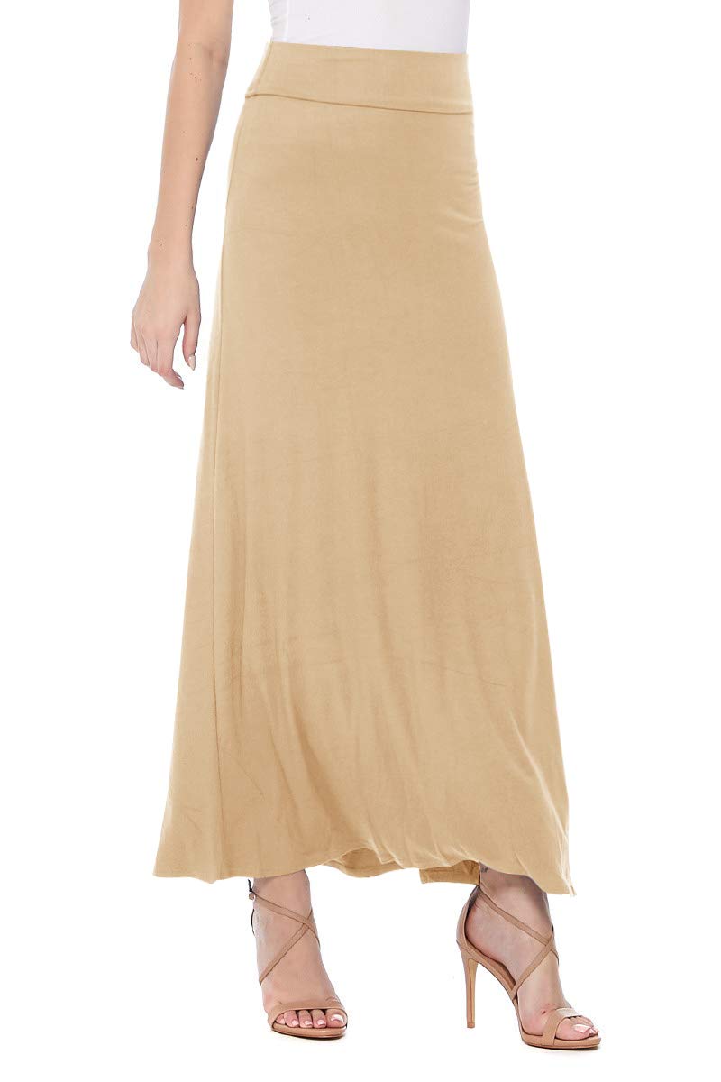 FashionJOA Women's Stretchy Flowy Maxi Skirt with Elastic Waistband - Comfortable & Stylish Summer Beach Skirt for Casual Wear, Vacations & Boho Outfits