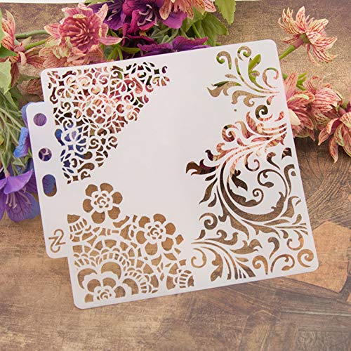 13cm Floral Edge Stencils for Painting - DIY Layering Templates for Wall Art, Scrapbooking, Card Making & Paper Crafts | Perfect for Home Decor, Wedding Invitations & Craft Projects