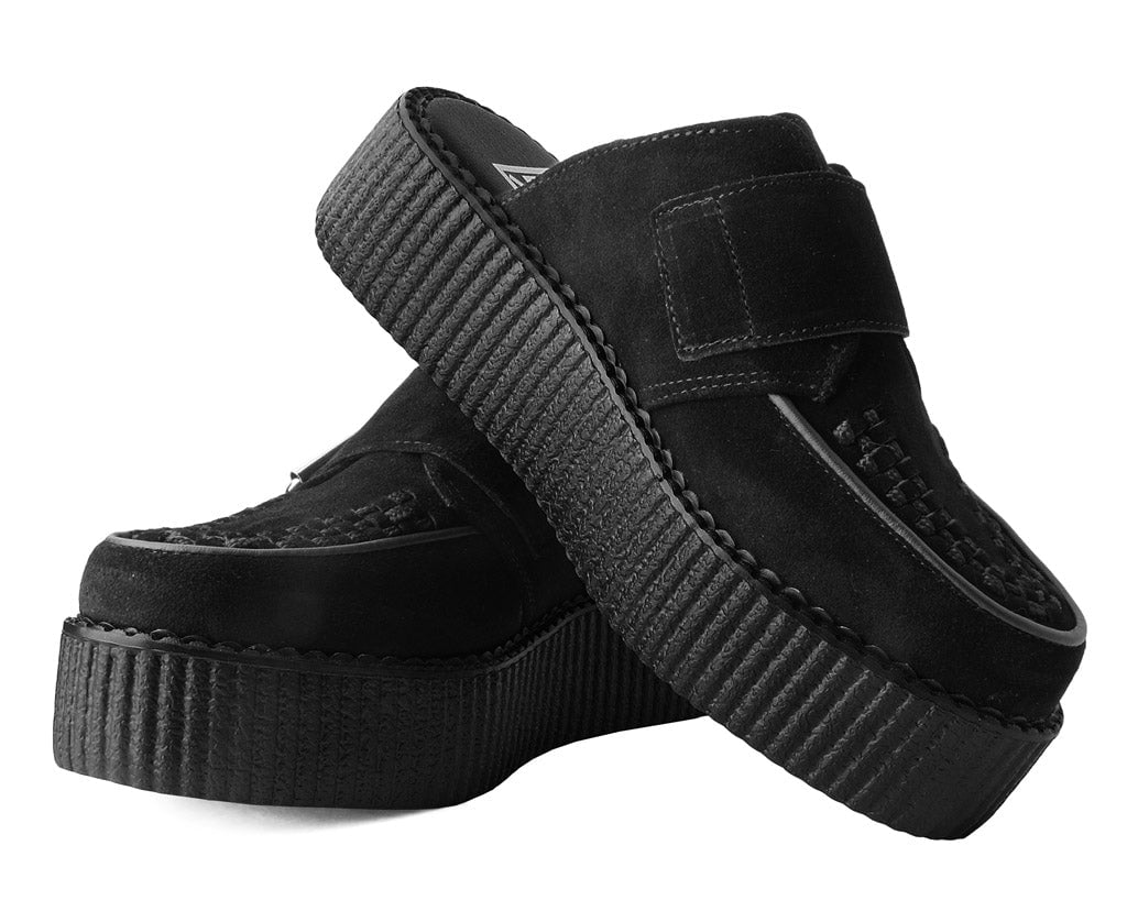 Black Suede Creeper Mule Shoes for Women - Comfortable Slip-On Platform Loafers with Chunky Heel - Perfect for Casual Outfits, Work & Everyday Wear