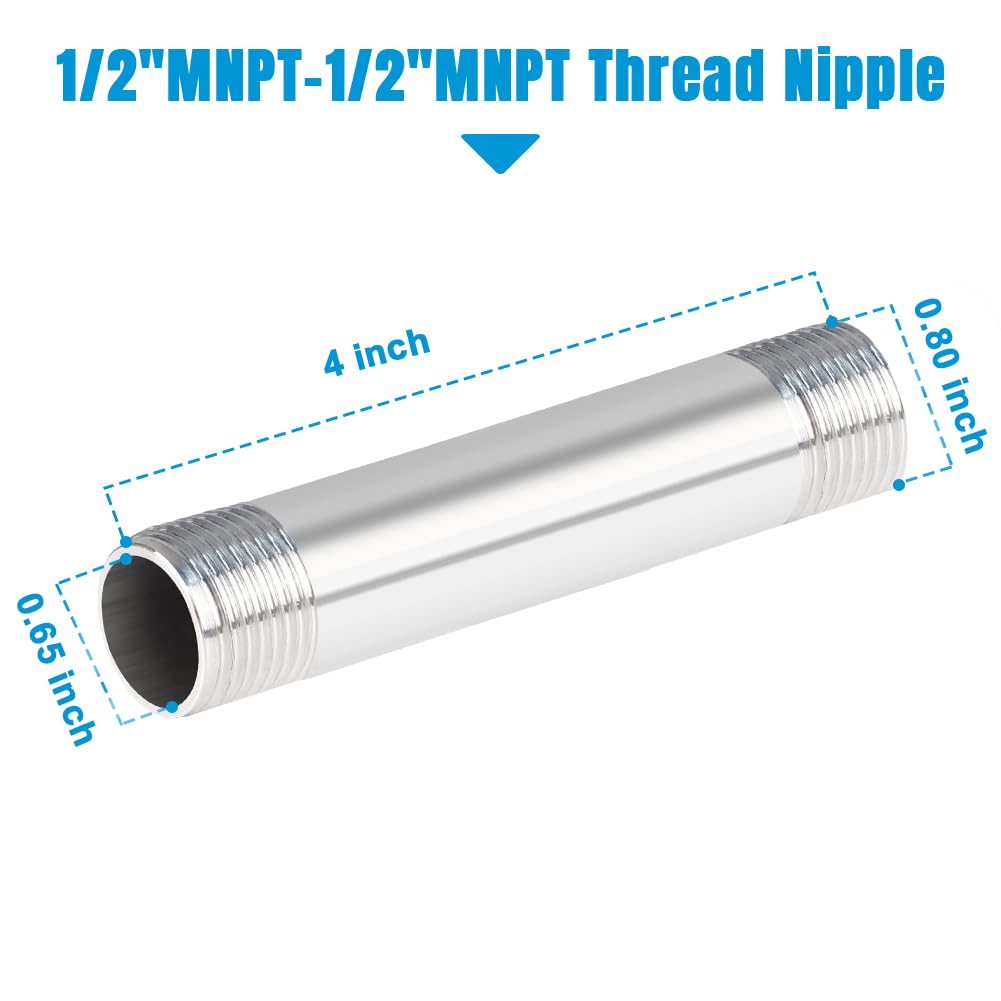 Quickun 304 Stainless Steel Nipple Pipe Fitting - 1/2