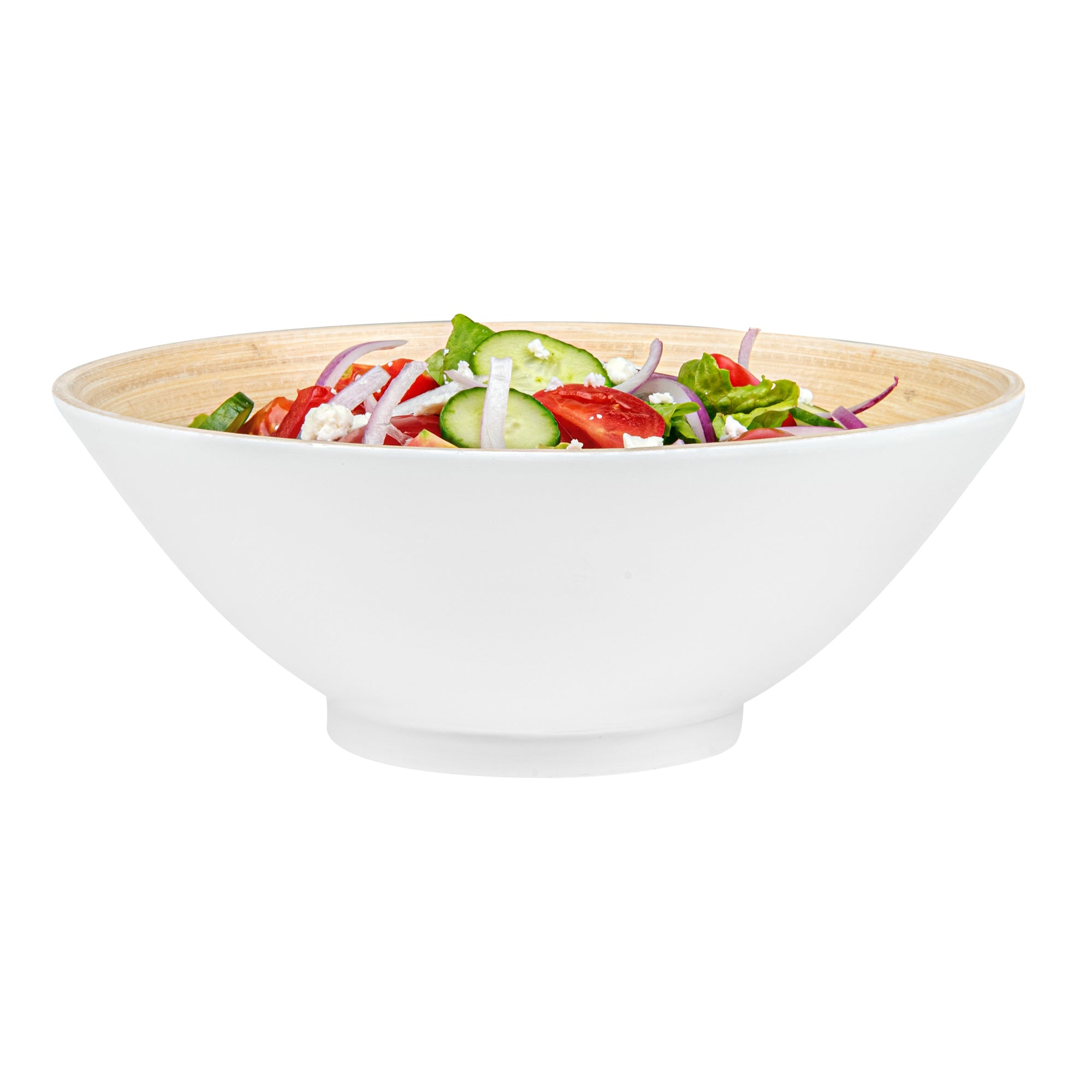 Bambuddha 29 oz Round White Spun Bamboo Serving Bowl - 8.25