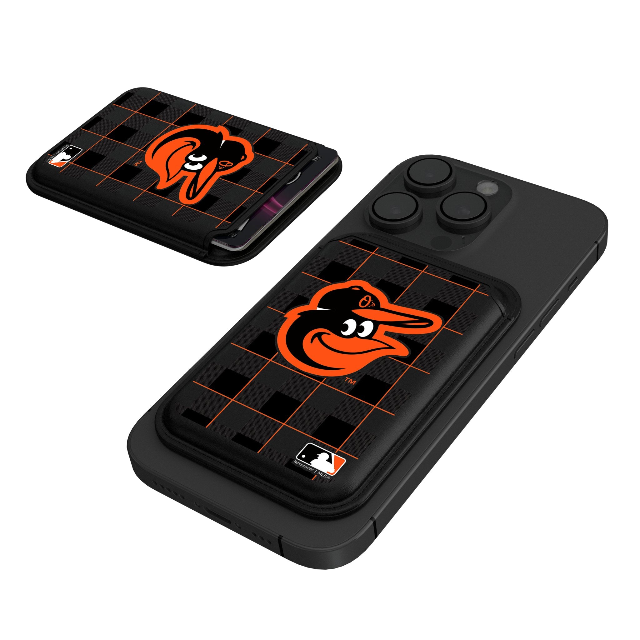 Baltimore Orioles Plaid Black Magnetic Credit Card Wallet - Slim RFID Blocking Wallet for Men - Perfect for Baseball Games, Travel & Everyday Use
