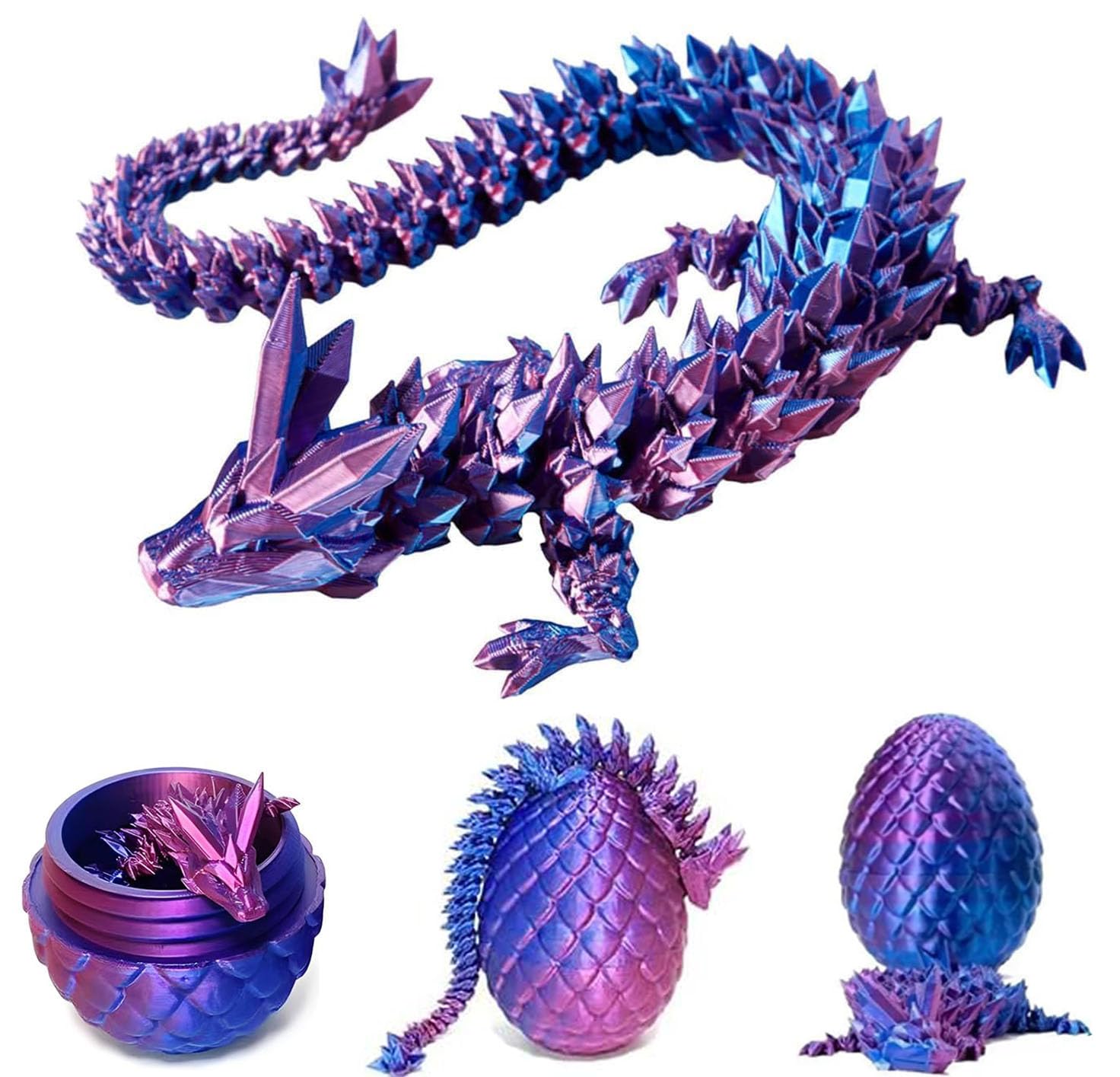 3D Printed Dragon Egg with Articulated Dragon Inside - Mysterious Fidget Toy for Stress Relief, Unique Home Desk Decor, Easter Surprise Gift for Kids & Adults | Perfect for Fantasy Lovers, Office Decor & Sensory Play