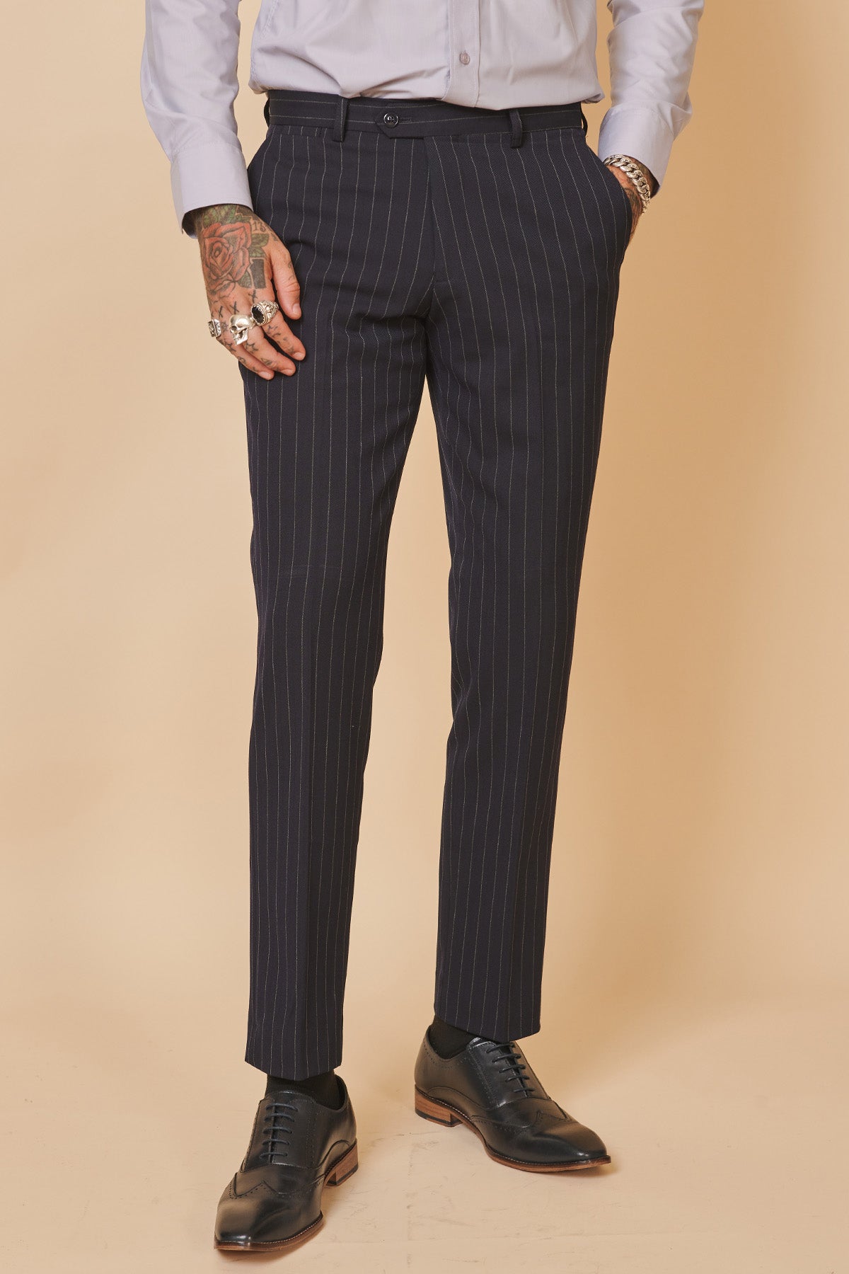 Premium Navy Blue Double Breasted Suit - Cardiff City F.C. Inspired Collection (Ryan Wintle Style) | Formal Business Attire, Wedding & Special Occasions