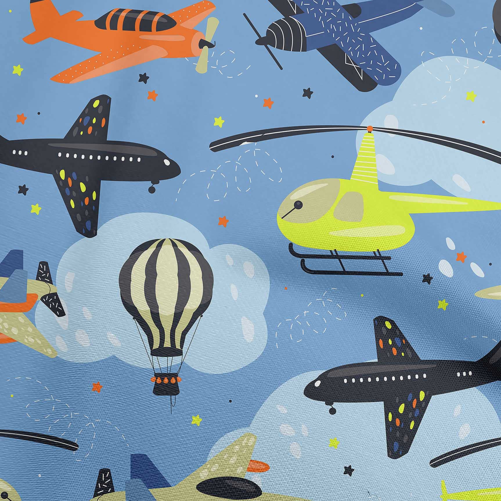oneOone Velvet Light Blue Fabric Airplane Print - 58 Inch Wide Soft Textile for Nursery Decor, Kids Craft Projects, DIY Sewing & Home Decoration | Perfect for Baby Room Themes, Quilting & Upholstery