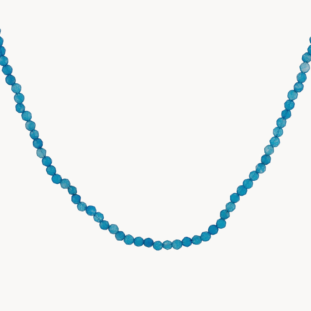 Micro Blue Agate Bead Necklace in Gold - Elegant Healing Crystal Jewelry for Women, Perfect for Meditation, Yoga & Spiritual Gifts