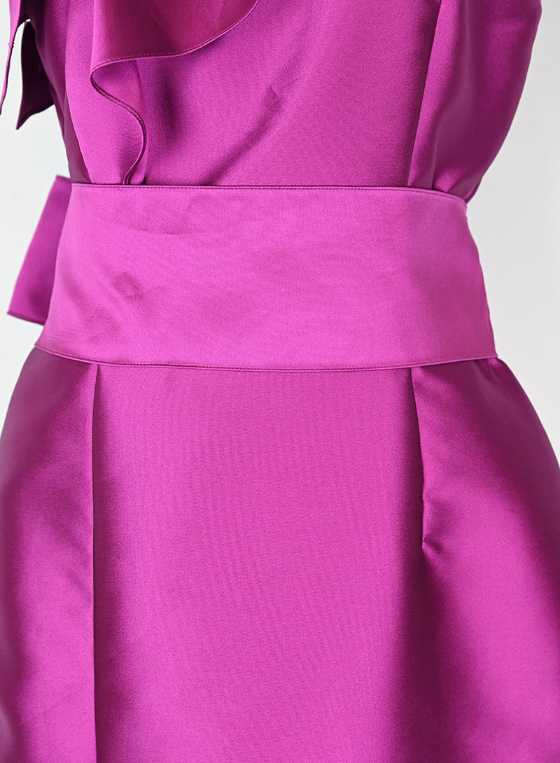 Alberta Ferretti Long Taffeta Dress in Cyclamen Pink - Size 42 | Elegant Evening Gown for Weddings, Galas & Special Occasions
