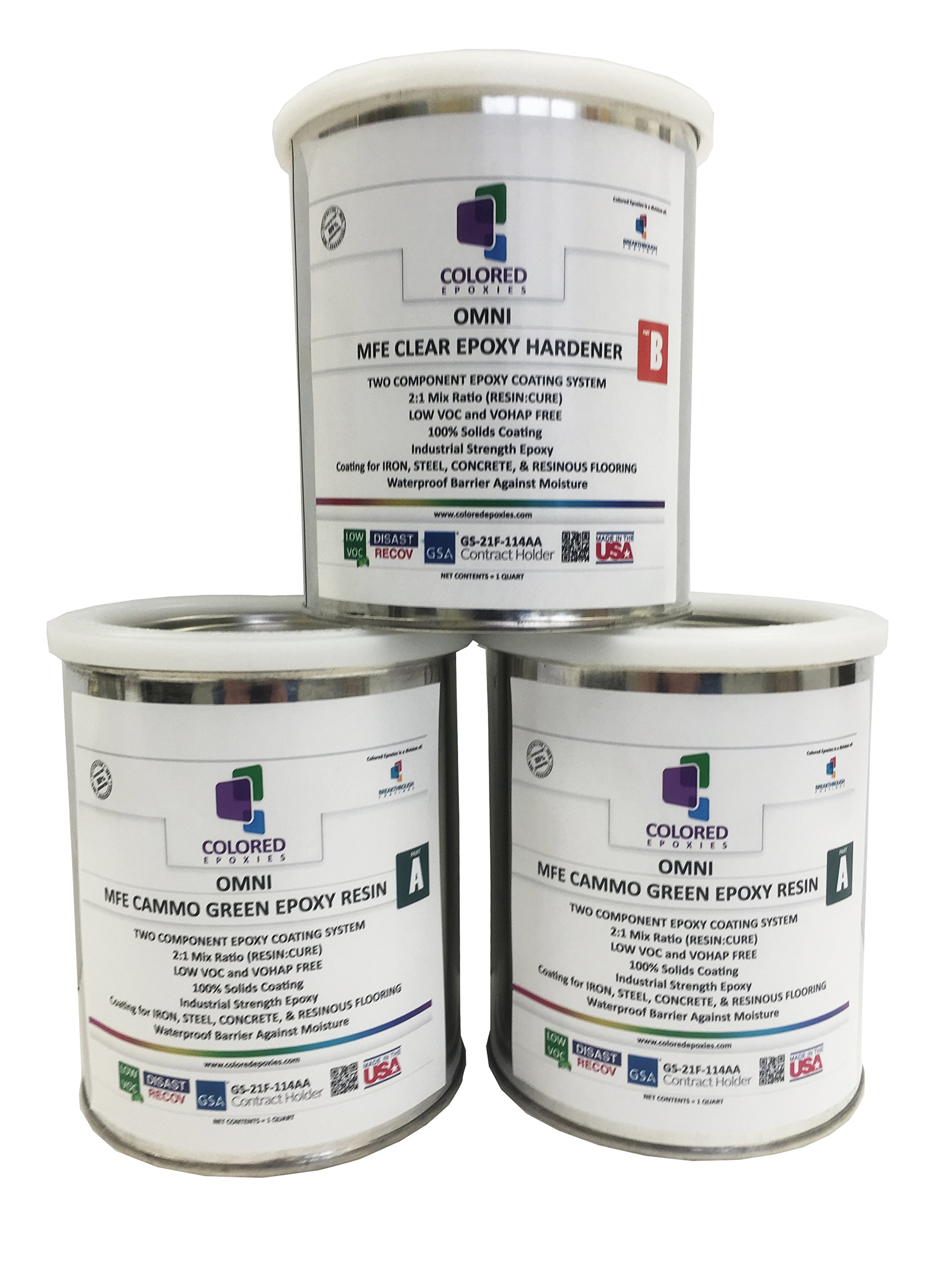 Coloredepoxies 10004 Vibrant Green Epoxy Resin Coating Kit - 100% Solids High-Gloss Finish for Garage Floors, Basements, Concrete & Plywood - 3 Quart DIY Home Improvement Solution | Perfect for Floor Restoration, Workshop Protection & Decorative Surface Coating