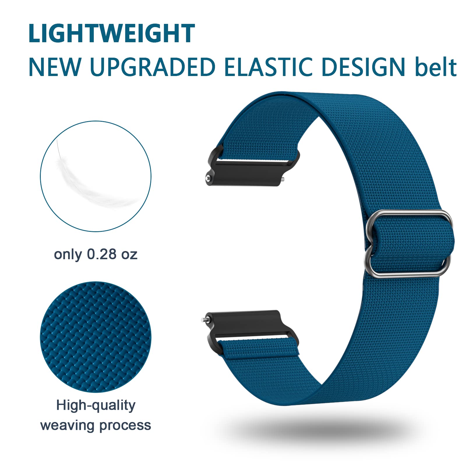 ORIbox 20mm Elastic Nylon Watch Band - Compatible with Samsung Galaxy Watch 4/Active 2/3 (41mm/42mm) - Durable Woven Loop Wristband in Blue - Perfect for Workouts, Outdoor Activities & Everyday Wear