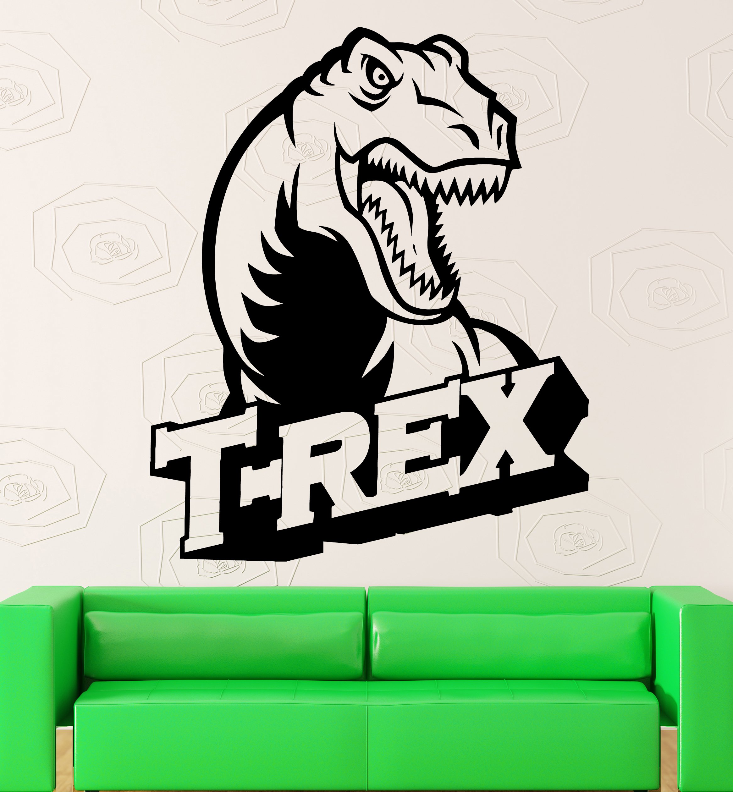 Dinosaur Wall Decals for Kids Room - T-Rex Vinyl Stickers for Nursery & Baby Room Decor - Cool Dinosaur Theme Wall Art (Set of 8) - Perfect for Boys' Bedroom, Playroom & Classroom Decorations