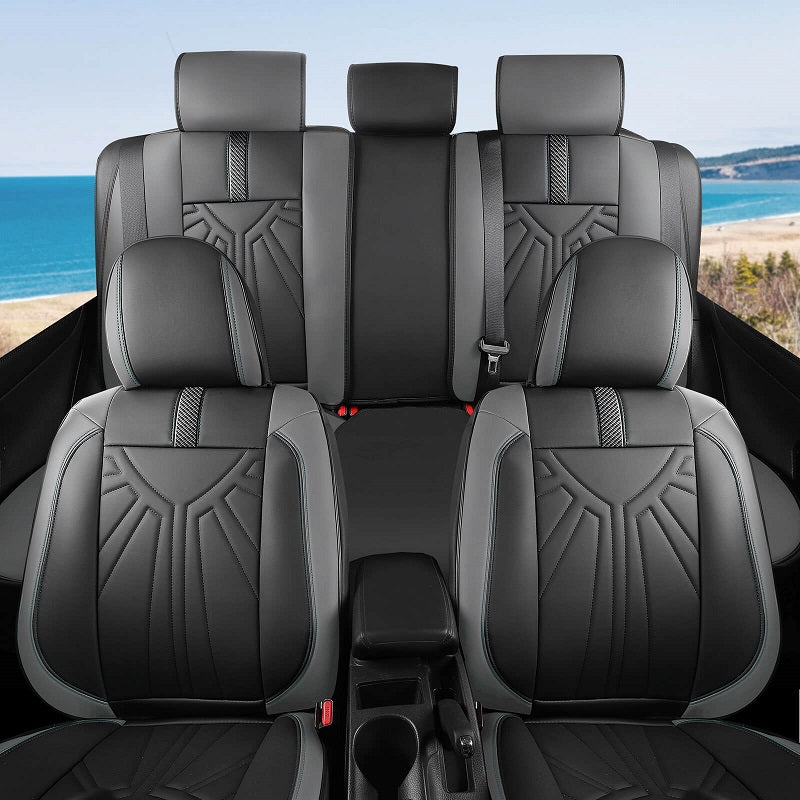 Premium Universal Leather Car Seat Covers F6 - Full Set for Cars, SUVs & Trucks - Easy Installation & Enhanced Comfort - Perfect for Daily Commute, Road Trips & Vehicle Protection