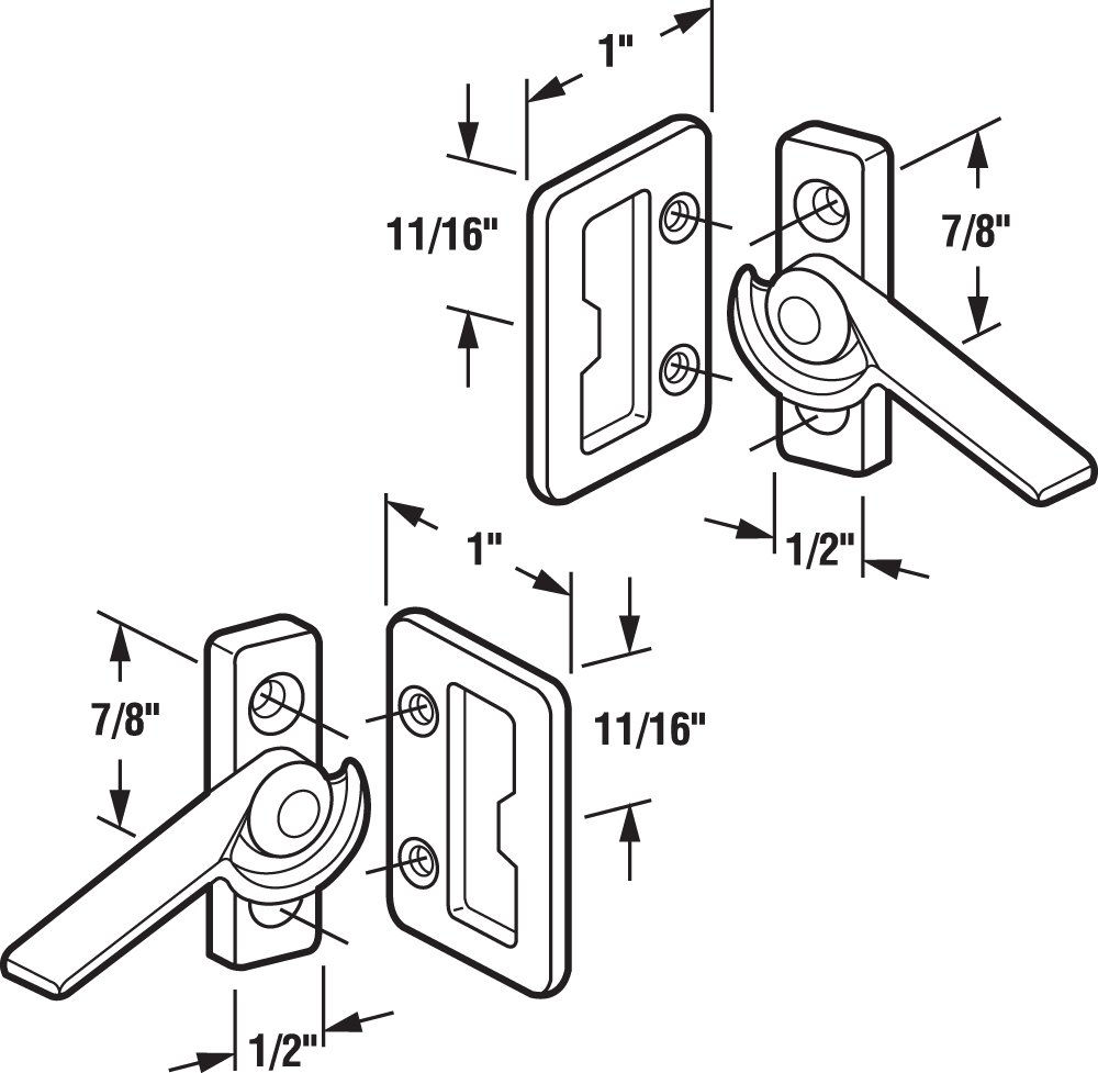 Prime-Line F 2613 Zinc Sliding Window Lock - Heavy Duty Left & Right Cam Latch (1 Pair) - Secure Double Hung & Sliding Windows for Home Safety