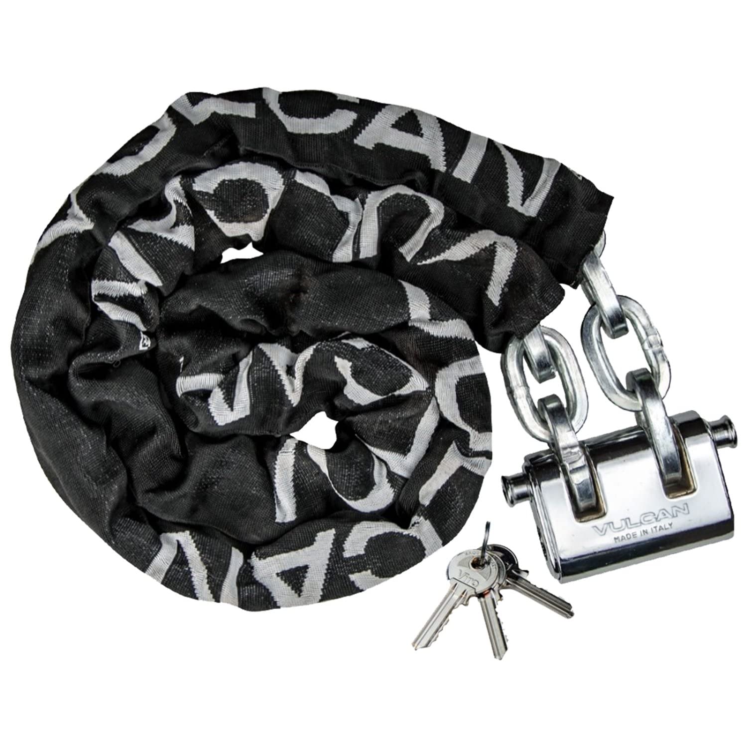 VULCAN Heavy Duty Security Chain and Lock Kit - 3/8 Inch x 6 Foot Case-Hardened Steel - Bolt Cutter Proof - for Motorcycle, Bicycle, Gate, Fence, and Outdoor Equipment Protection