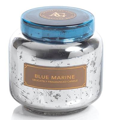 Zodax Blue Marine Silver Glass Apothecary Jar Candle - 14 oz Scented Soy Wax Candle for Home Decor, Relaxation & Aromatherapy | Perfect for Living Room, Bedroom, Bathroom & Gift Giving