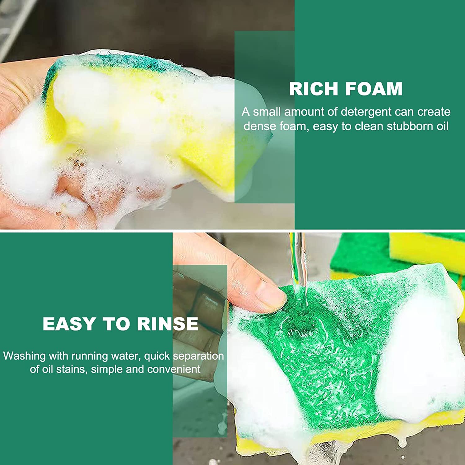 40-Pack Individually Wrapped Kitchen Sponges | Non-Scratch Dishwashing Sponges for Cleaning Dishes | Odor-Free Scouring Pads | Perfect for Home, Travel & Apartment Use