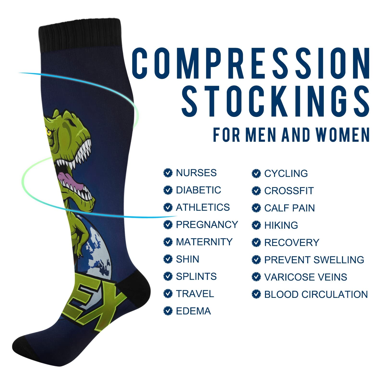 Premium Compression Socks for Women & Men - Knee High Sports Socks for Running, Hiking, Fitness & Active Lifestyle - Support & Comfort for Workouts & Outdoor Adventures