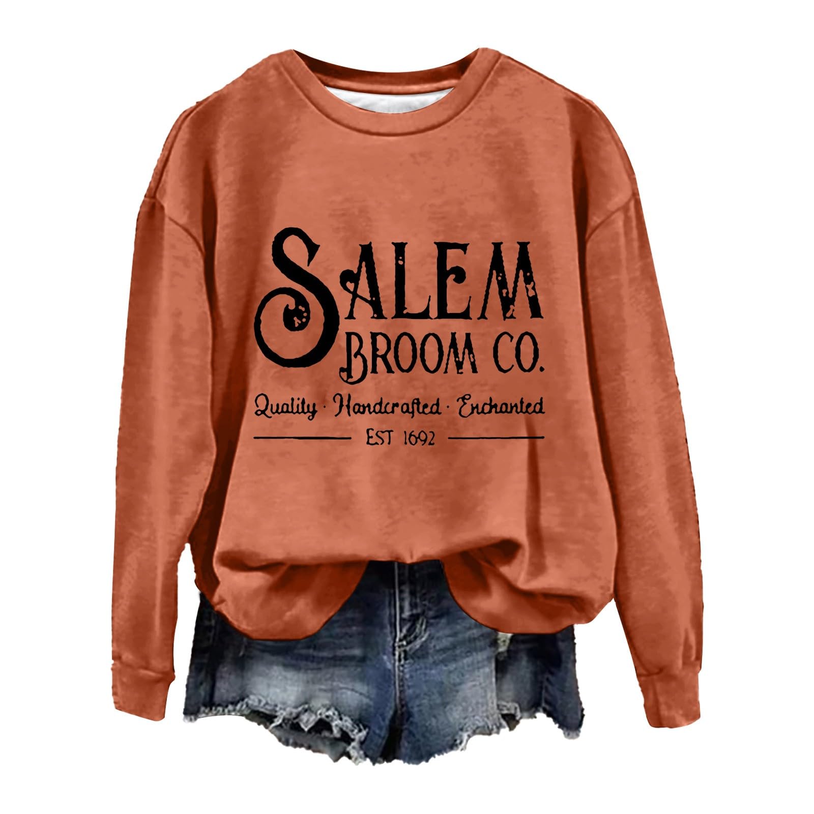 2024 Halloween Sweatshirt for Women - Casual Graphic Long Sleeve Crewneck Hoodie, Loose Comfy Fall Fashion Outfit | Perfect for Halloween Parties, Trick-or-Treating & Autumn Layering