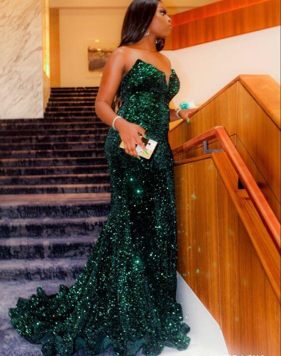Elegant Long Sequin Prom Dress in Dark Green - Mermaid Formal Gown for Women | Perfect for Evening Parties, Homecoming, and Special Occasions