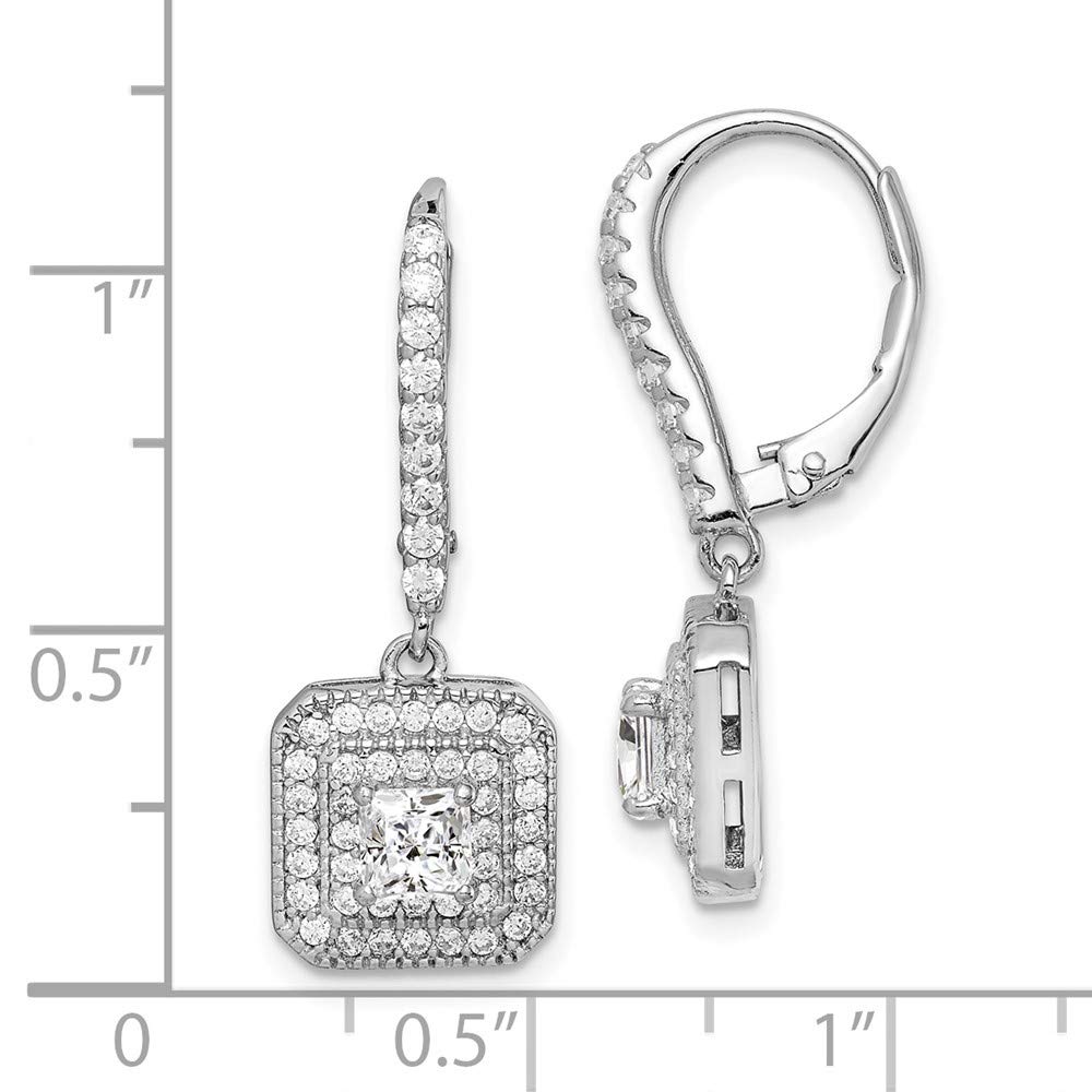 925 Sterling Silver Cubic Zirconia Leverback Dangle Earrings for Women | Elegant Fine Jewelry Gift for Her | Perfect for Weddings, Parties & Special Occasions