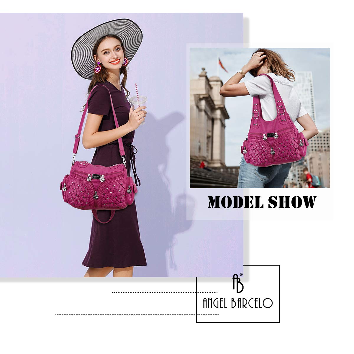 Angel Barcelo Women's Fashion Handbags - PU Leather Tote, Shoulder Bag, Satchel & Hobo Purse for Work, Travel & Daily Use