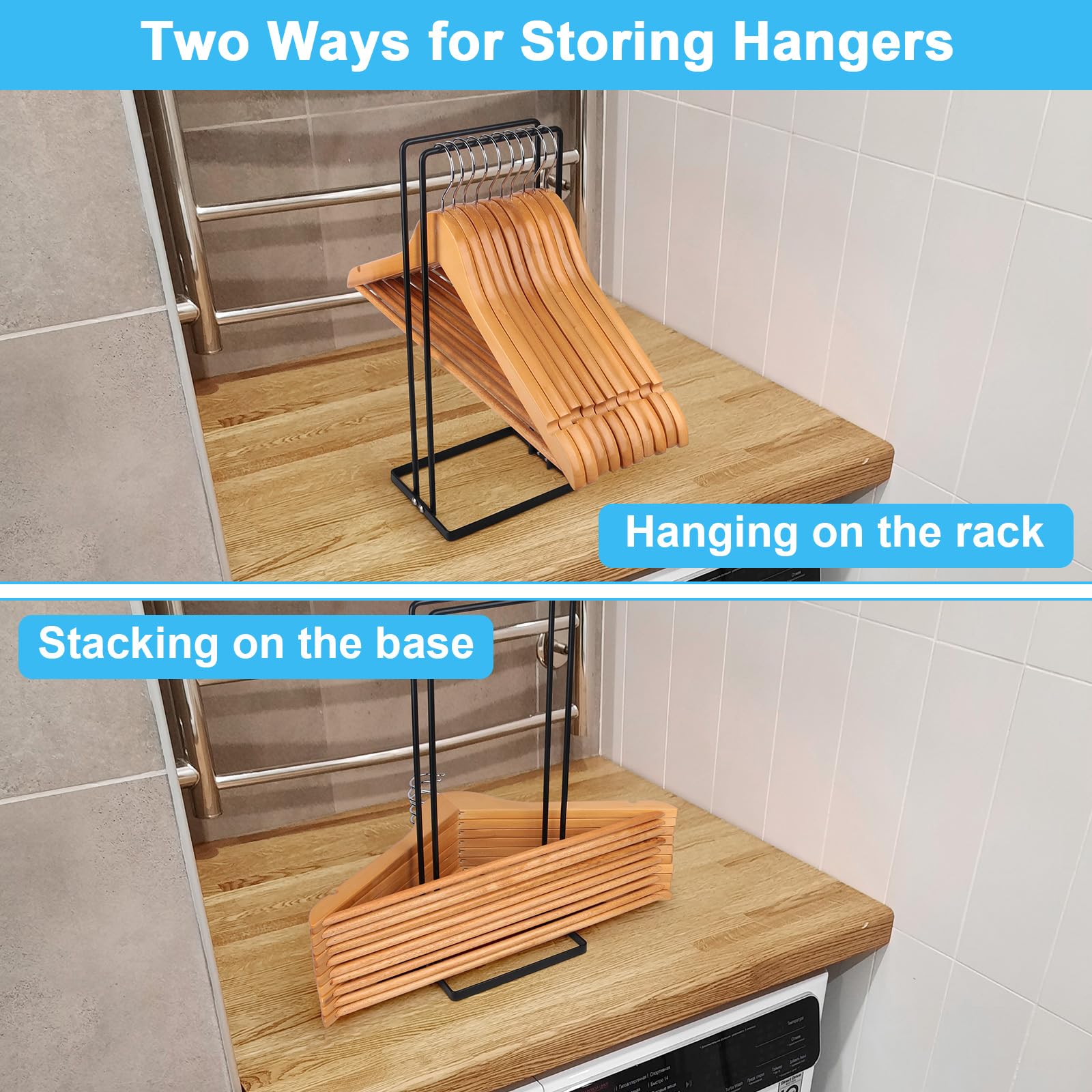 2-Pack Hanger Stacker Organizer - Space-Saving Closet & Laundry Room Storage for Coat, Wire, and Velvet Pants Hangers - Sturdy Hanger Rack Stand Caddy for Adults & Kids - Perfect for Small Spaces and Closet Organization