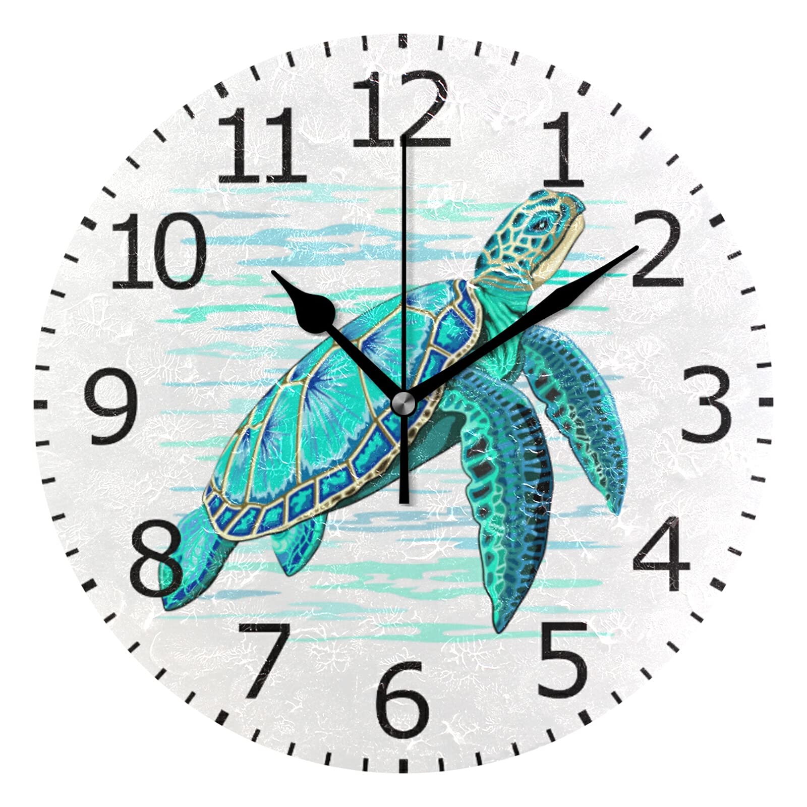 ALAZA 12 Inch Round Silent Wall Clock - Sea Turtle Turquoise Ocean Life Decor for Classroom, Playroom, Bedroom | Perfect for Home, Office & Kids Room Décor