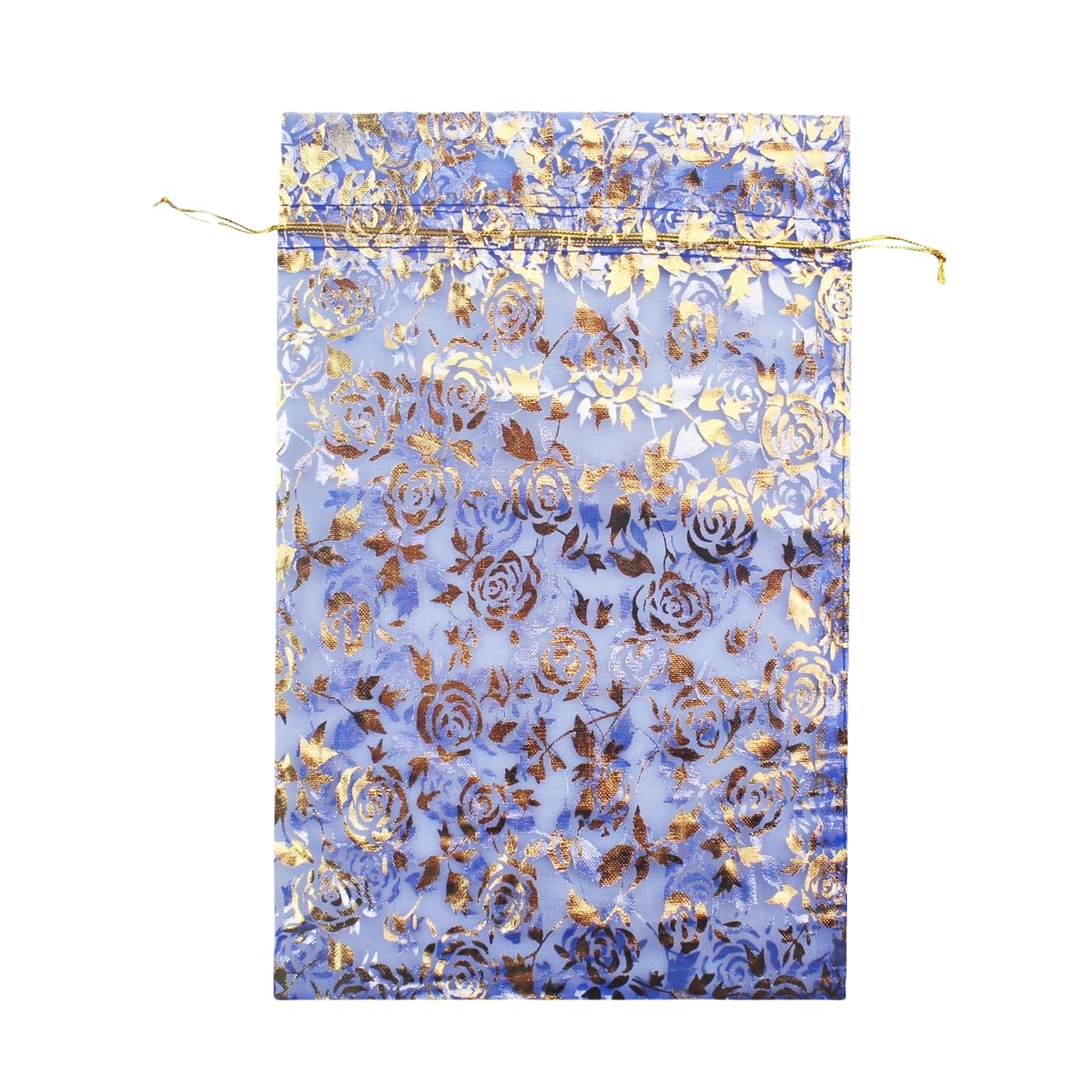 8 x 12 Inch 100-Pack Royal Blue Floral Organza Drawstring Bags - Jewelry Gift Pouch, Wedding Favor Bags, Candy Pouch for Party Favors, Bridal Shower, Baby Shower and Special Events