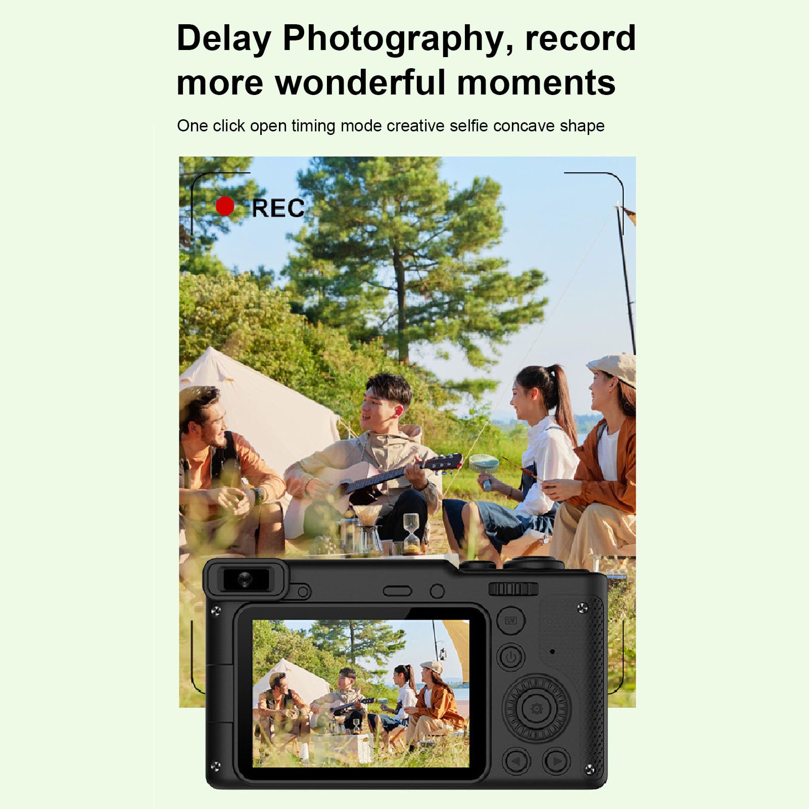 4K Digital Camera for Beginners & Adults - 2.4 Inch LCD Screen, 8X Zoom Vlogging Camera with Fill Light Stand - Perfect for Travel, YouTube Videos & Family Photography (Black)