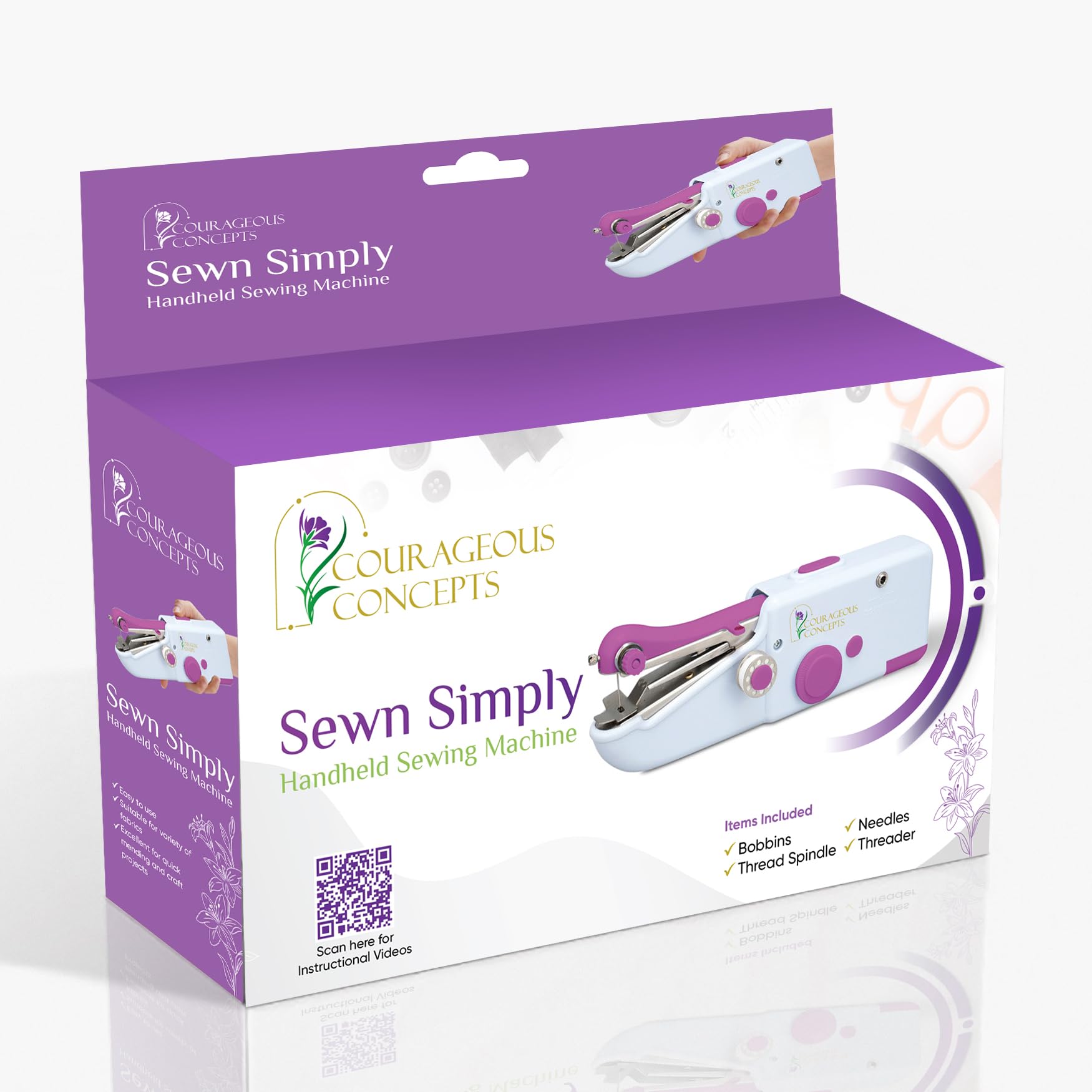 Portable Handheld Sewing Machine - Battery & USB Powered Mini Stitcher for Beginners - Easy Hemming, Repairs & Quick Fixes - Includes Instructional Videos - Perfect for Home, Travel & Emergency Clothing Repairs